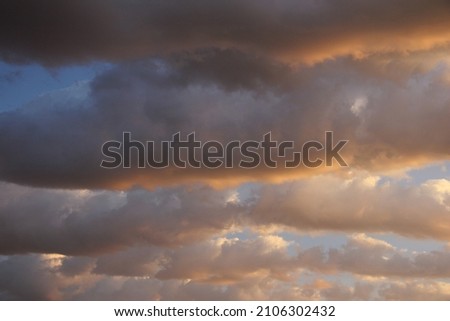 Dramatic panorama sky with clouds on sunrise and sunset time. Panoramic image.