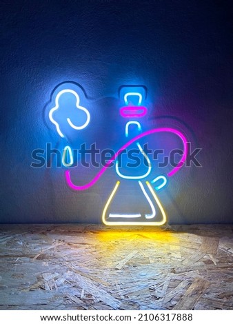 Multicolored neon sign hookah. Trendy style. Neon sign. Custom neon. Home decor.