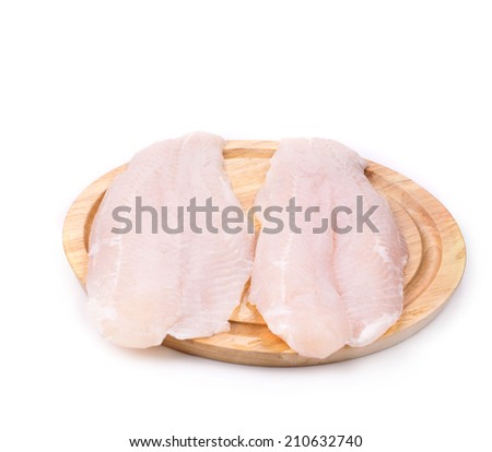 Fresh fillet of pangasius. Isolated on a white background.