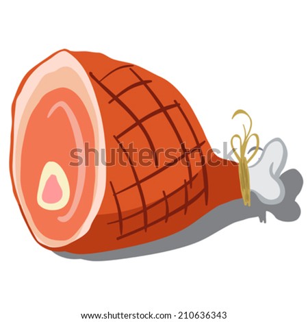 cartoon illustration of a ham isolated on white
