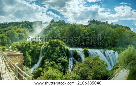 Marmore falls, Cascata delle Marmore, in Umbria region, Italy Royalty-Free Stock Photo #2106385040