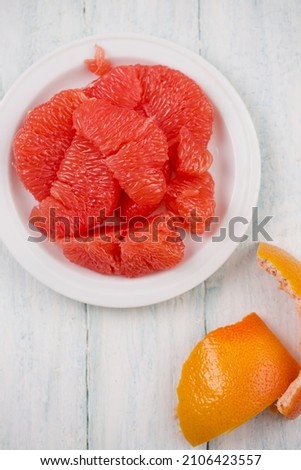 Juicy delicious ripe grapefruit on a plate