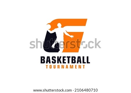 Letter G with Basketball Logo Design. Vector Design Template Elements for Sport Team or Corporate.