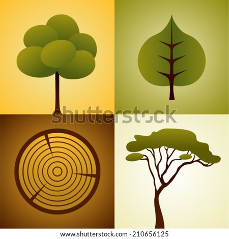 Vector illustration icon set of tree