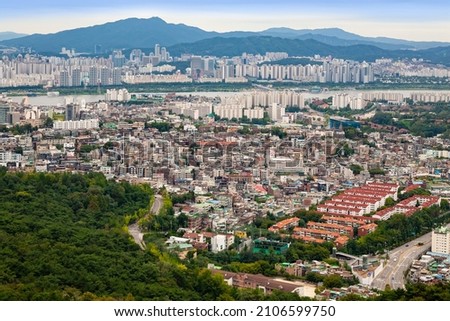 The view of Seoul from Namsan Mountain. Korea