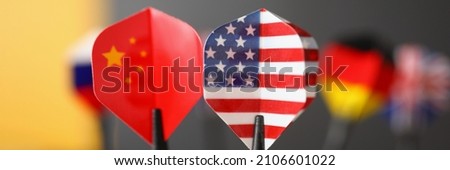 Black arrows darts with US and China flag. Business success achievement concept. Financial investment