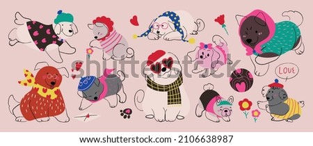 Cute dog with little heart for valentine's day. Vector illustration.