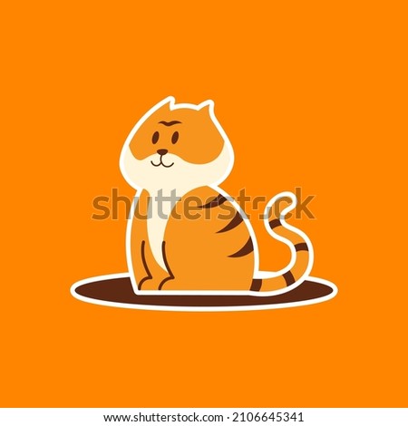Cute Tiger - Sit pose tiger suitable for background, clip art, design asset, sticker, chinese new year, wallpaper, children book, and illustration in general