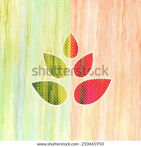 Bright multicolored leaves on stylish autumn colors canvas background. Square illustration. Eco style.