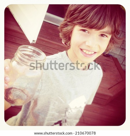 Young Boy with jar - With Instagram effect