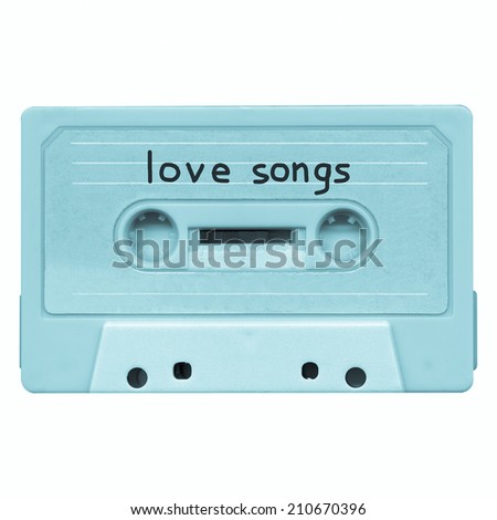 Magnetic tape cassette mixtape of love songs - cool cyanotype