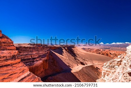 View on canyon at Valle de la Muerte (Valley of death) in the Atacama Desert in northern Chile