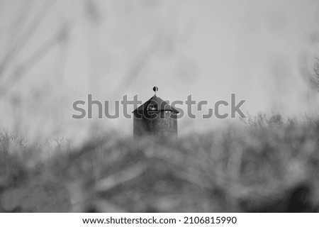 Abandoned silo across a field