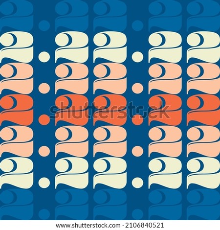 Repeating 2.22.22, also known as Twosday in orange and blue colors in square layout; or Tuesday February 22, 2022 Royalty-Free Stock Photo #2106840521