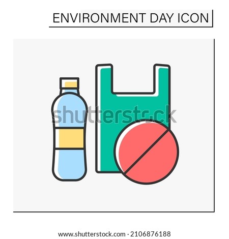 Ecology color icon. Reducing plastics consumption. Plastic-free life. Eco awareness. Environment day concept. Isolated vector illustration