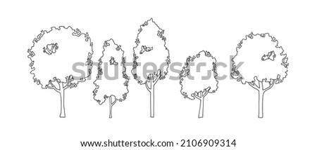 trees lineart for architecture drawings, sketch
