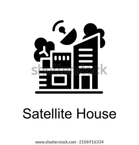 Satellite House vector Solid icon for web isolated on white background EPS 10 file