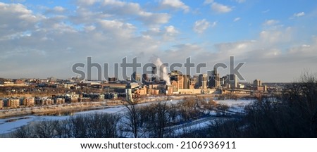 Panoramic of City skyline in winter