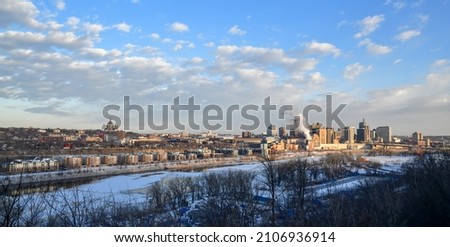 Panoramic of City skyline in winter