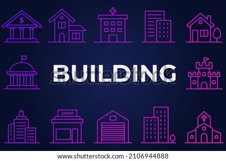 Set of Building icon. Building pack symbol template for graphic and web design collection logo vector illustration