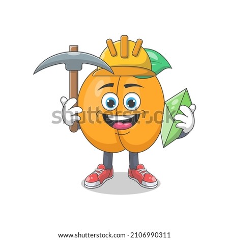 Cute Happy Lemon Miner Cartoon Vector Illustration. Fruit Mascot Character Concept Isolated Premium Vector