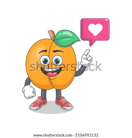 Cute Happy Peach With French Fries Cartoon Vector Illustration. Fruit Mascot Character Concept Isolated Premium Vector