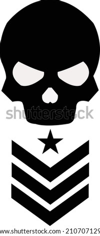 Game icon. Skull, insignia. Battle rank. Army Skull icon