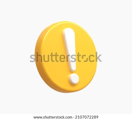 3D Realistic yellow warning sign vector illustration. Royalty-Free Stock Photo #2107072289