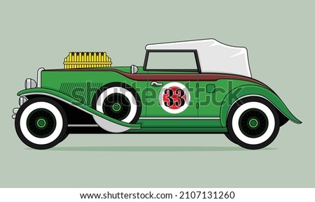 vector illustration of classic race car with turbo engine