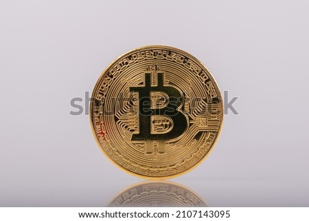 Bitcoin BTC Cryptocurrency Coins. Golden Coin for technology
