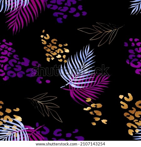 Abstract seamless leaves pattern. Nature repeated ornament. Foliage Angeles print. Tropical repeat background.