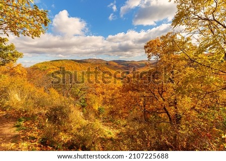 Colorful Matra mountains in Hungary in autumn 