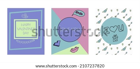 Doodle banner for Valentine s day. Vector colorful illustration for the holiday on February 14. Hand draw set for romance, wedding, date, invitation, greeting card, love. Icons for banners, sales