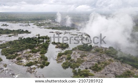 Victoria Falls, Zimbabwe Aerial Picture of Majestic Waterfall