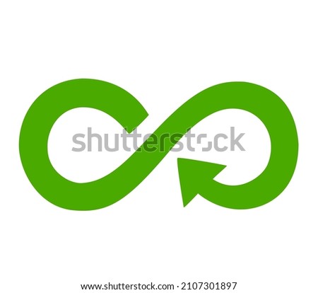 Circular economy icon. Sustainable development of strategy approach to zero waste, responsible consumption and pollution. Reuse and renewable material resources. Eco-friendly concept. Vector EPS8 Royalty-Free Stock Photo #2107301897