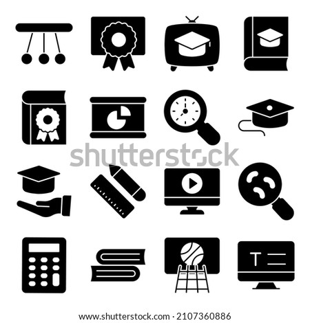 Pack of Education and Learning Solid Icons 

