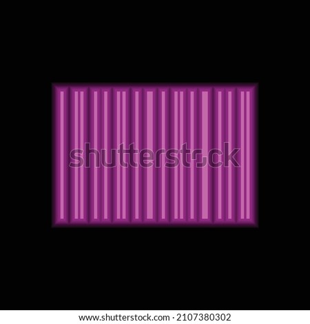 Barcode simple icon vector. Flat desing. Purple neon on black background.ai