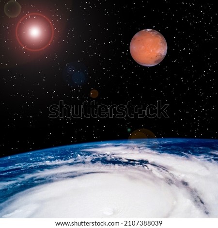 Mars and earth.  The elements of this image furnished by NASA.

