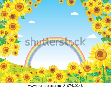 Illustration of the scenery of the summer sunflower field.