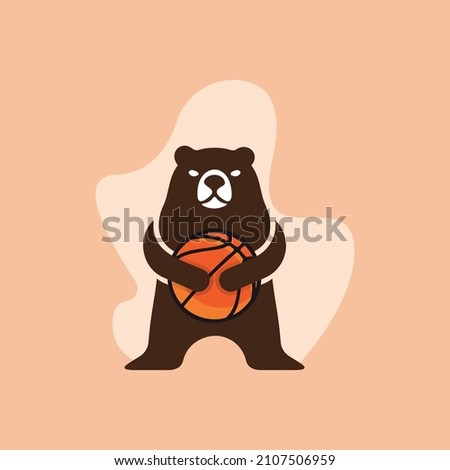 bear basketball flat illustration vector template