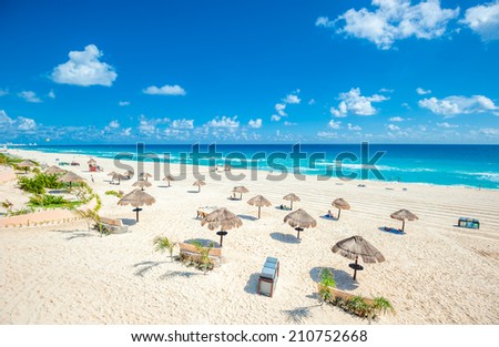 Cancun beach panorama, Mexico Royalty-Free Stock Photo #210752668
