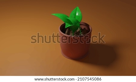 3D plant in pot background. 3d render illustration