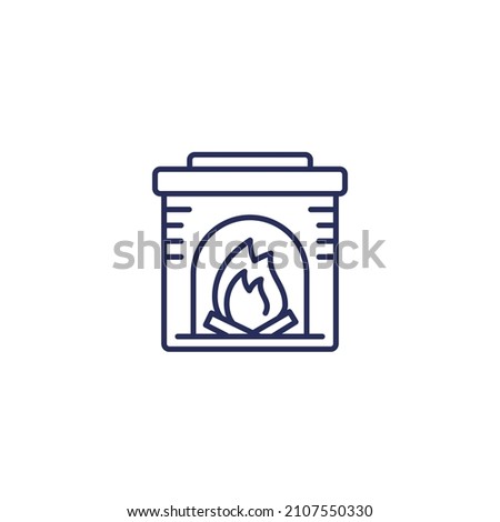 fireplace line icon on white Royalty-Free Stock Photo #2107550330