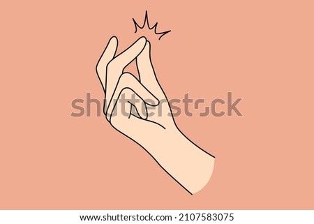 Hand and sign language concept. Human hand making snap of fingers over pastel background vector illustration  Royalty-Free Stock Photo #2107583075