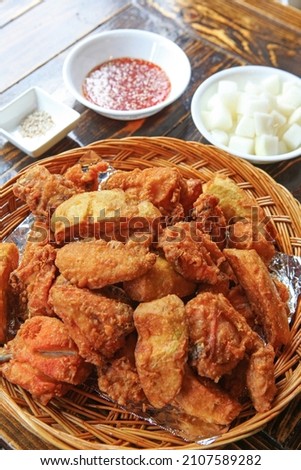 Korean fried chicken. This is basic fried chicken without any sauce. Royalty-Free Stock Photo #2107589282