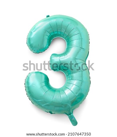 Color balloon in shape of figure 3 on white background