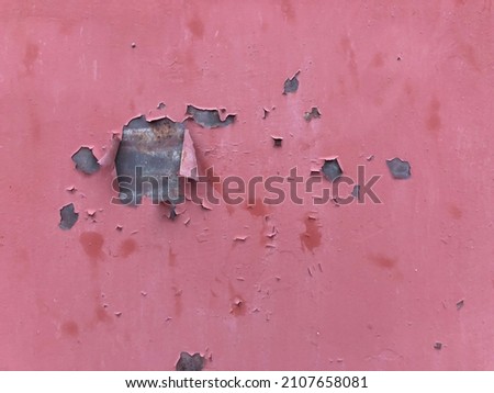 Macro photo old rust metal wall. Stock photo pink paint old wall  background