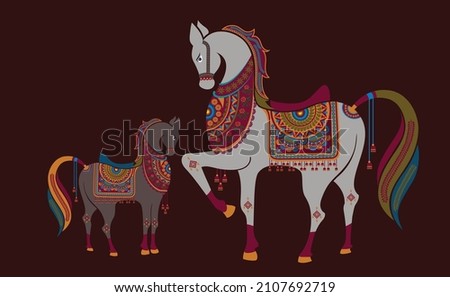 Beautiful hand drawn indian horse.