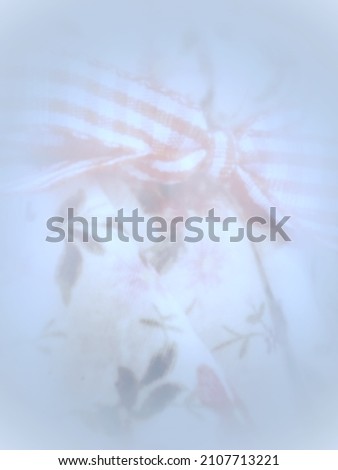 Blurry double exposed portrait orientated photo in pink on blue with vignette for use as background valentine’s concept