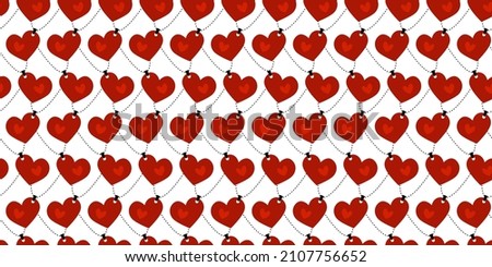 Seamless pattern of hearts on chain. St. Valentines Day. Design for wrapping paper, stationery, wedding background. Vector illustration.